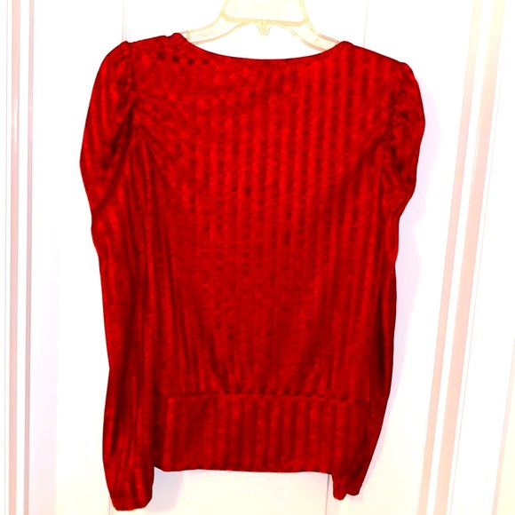 Holiday Top by BCX Puffed Long Sleeve Sz M, Red Black - Picture 3 of 11